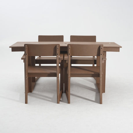 5 Piece Outdoor Dining Set, Table With Umbrella Hole And 4 Armrest Chairs