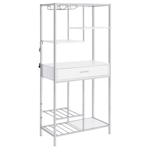 Draper - 5 Shelf LED Wine Cabinet With Pull Out Drawer - Gloss White