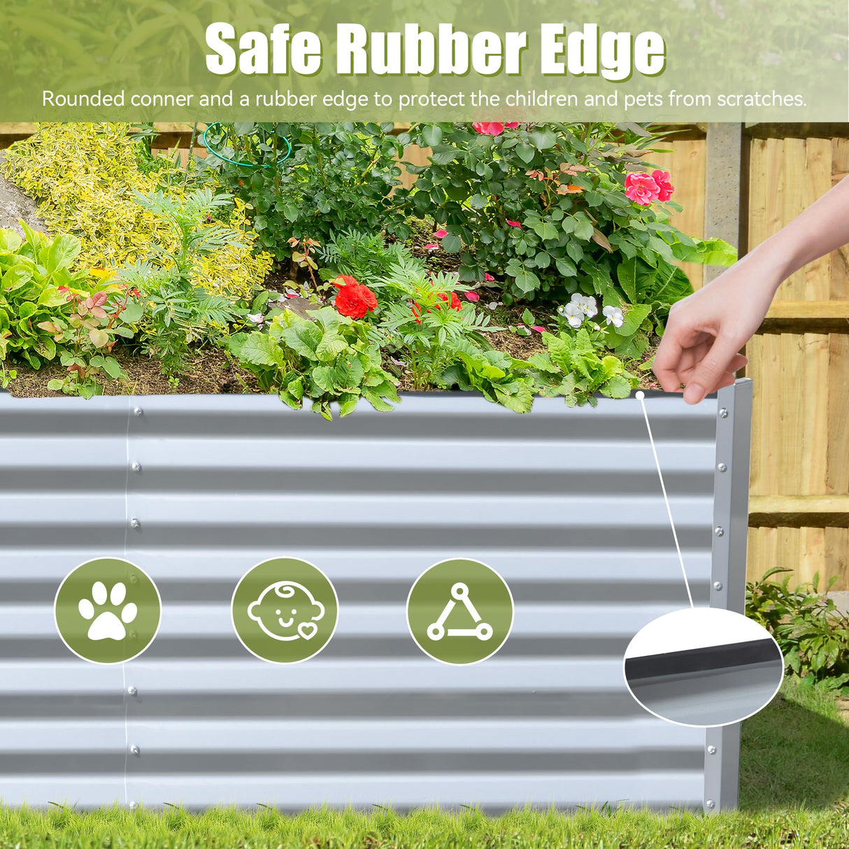 8x4x2 ft Galvanized Raised Garden Bed
