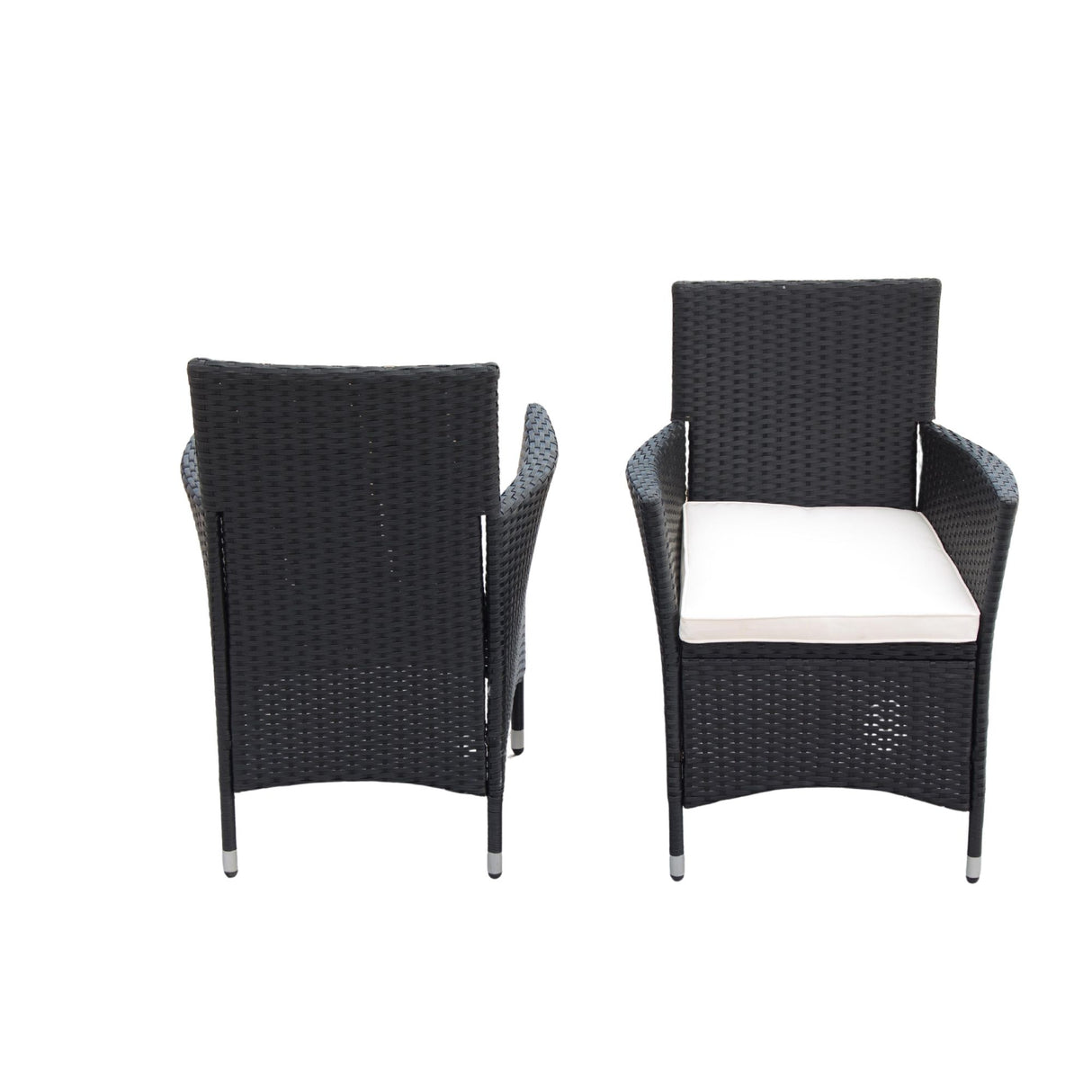 Outdoor Patio Wicker Dining Set With Acacia Wood Top
