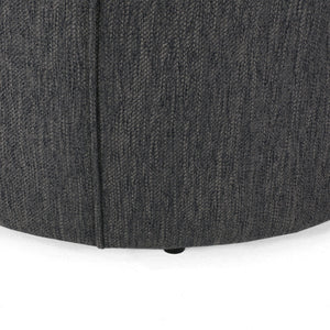 Contemporary Ottoman With Tonal Piping And Button Tuft Design