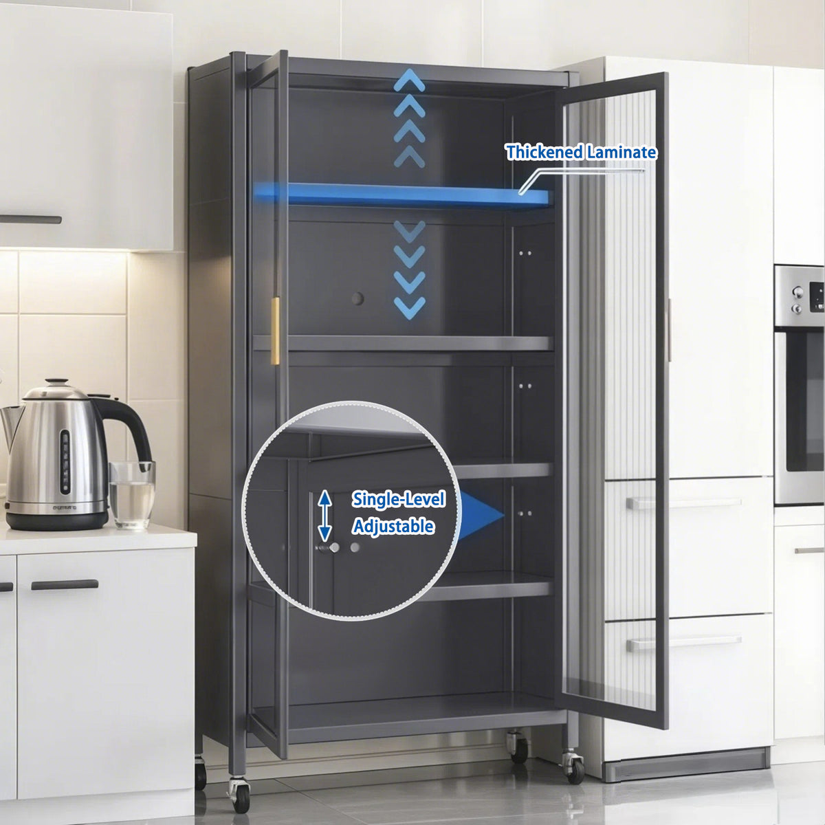 Open-Door Kitchen Shelving Floor-to-Ceiling Storage Cabinet