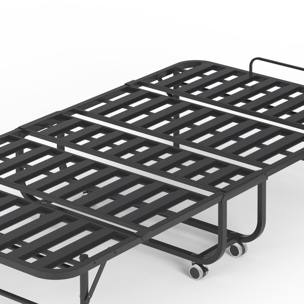 Twin Extra Long Folding Bed With Adjustable Headboard, Cot With Memory Foam Mattress - Black