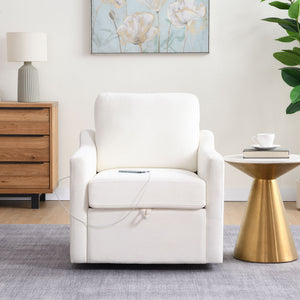 Swivel Arm Chair With USB Type-C Charging And Book Pocket