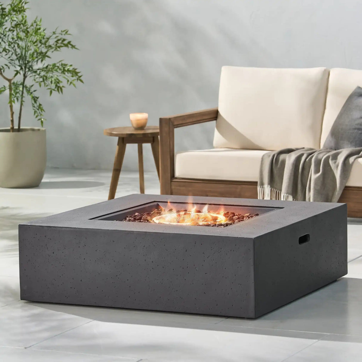 Modern 50,000 Btu Square Fire Table With Propane Tank - Best Buy Furniture