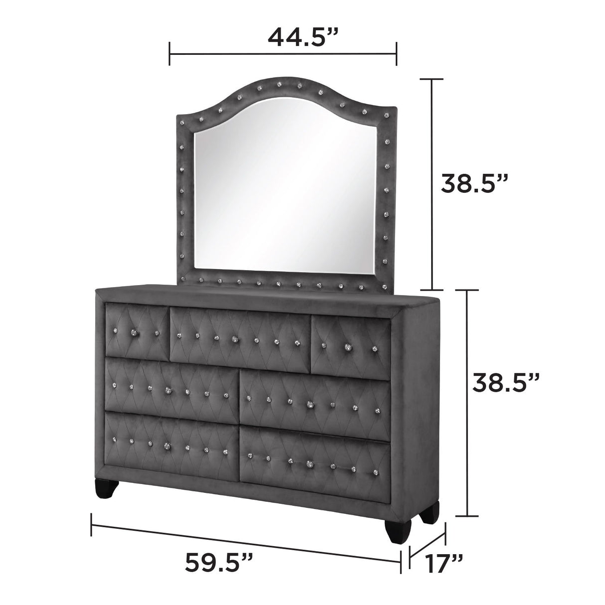 Sophia - 7 Drawer Dresser - Gray
