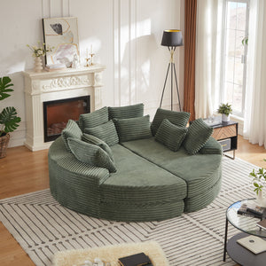 Round Oversized Sofa Bed With 5 Throw Pillows