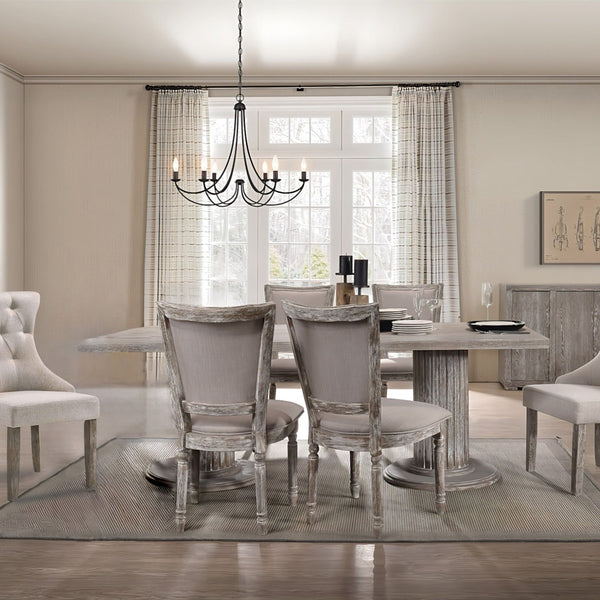 Gabrian - 7 Pieces Dining Room Set, Reclaimed - Beige / Gray - Best Buy Furniture