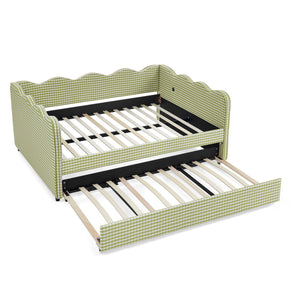 Gingham Daybed With USB Charging Port, Wave-Shaped Design