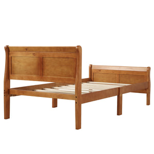 Platform Bed Frame Mattress Foundation Sleigh Bed With Headboard / Footboard / Wood Slat Suppor