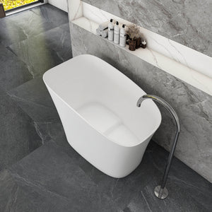 51-Inch Freestanding Solid Surface Deep Soaking Bathroom Bathtub with Seat