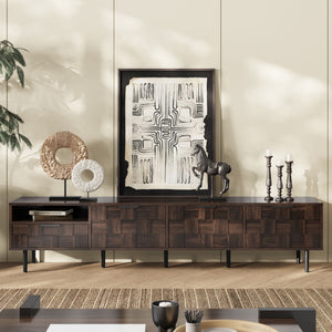 78" TV Stand With Storage Cabinets For Living Room - Walnut