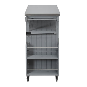 Foldable Outdoor Kitchen Island With Lockable Wheels, Storage Cabinet And Towel Rack For Patio