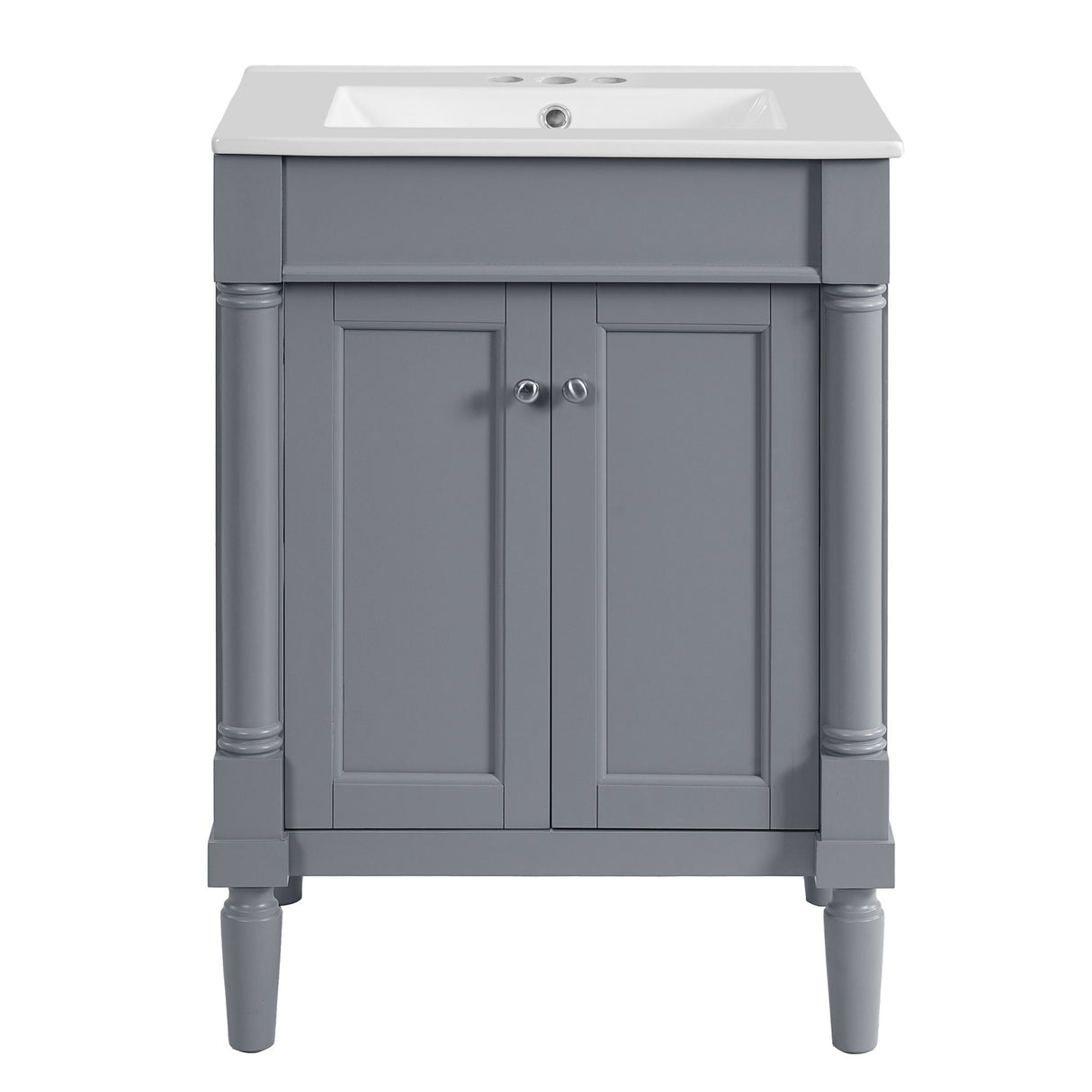 Bathroom Vanity With Top Sink, 2 Tier Storage Cabinet