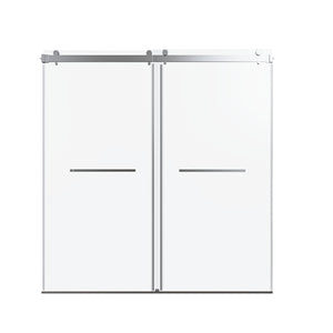 Frameless Double Sliding Soft-Close Shower Door, 3 / 8" (10Mm) Thick SGCC Tempered Glass Door, Matte