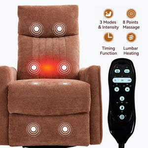 Orange Heat Massage Manual Recliner Chair with Rocker and Swivel