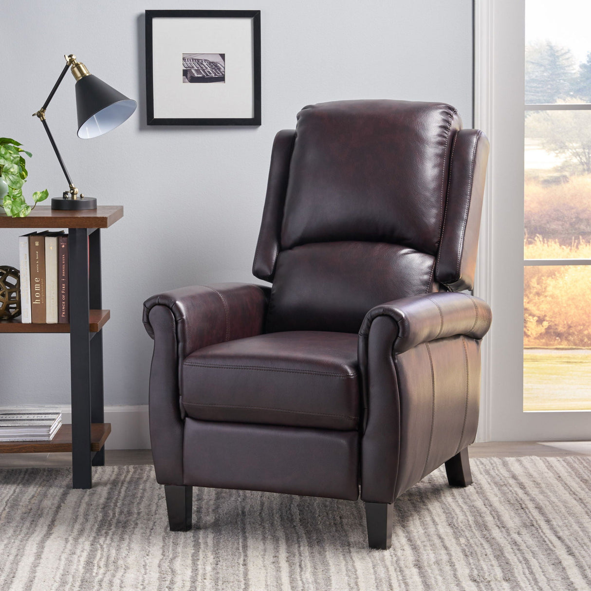 Memphis - Standard Recliner Club Chair - Burgundy - Best Buy Furniture