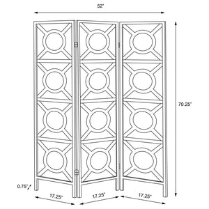 Circle Pattern 3 Panel Folding Screen - Brown