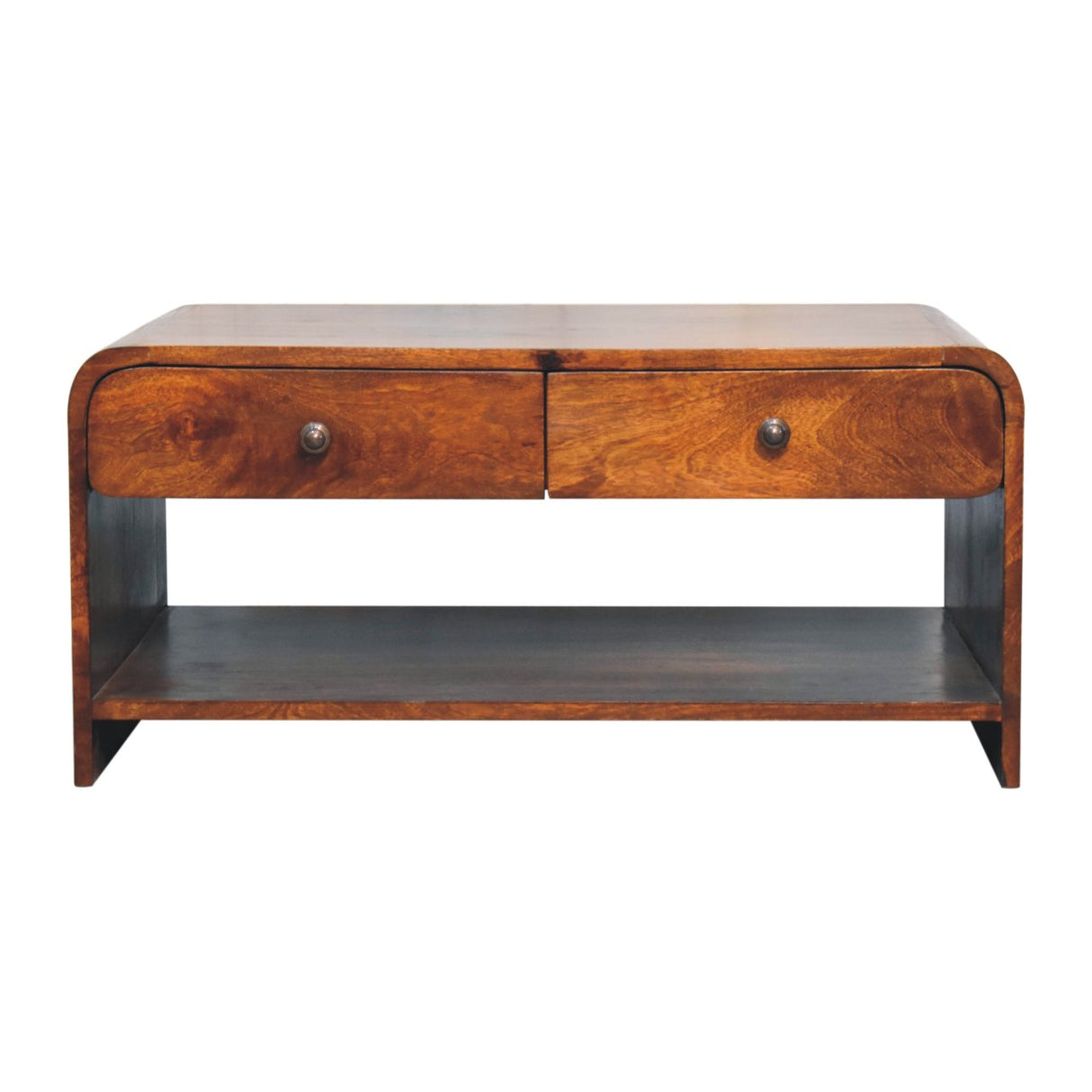Solid Wood Aspen Slim Coffee Table, 4 Drawers, 1 Open Slot