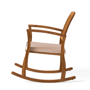 Acacia Wood Patio Outdoor Rocking Chair with Cushions
