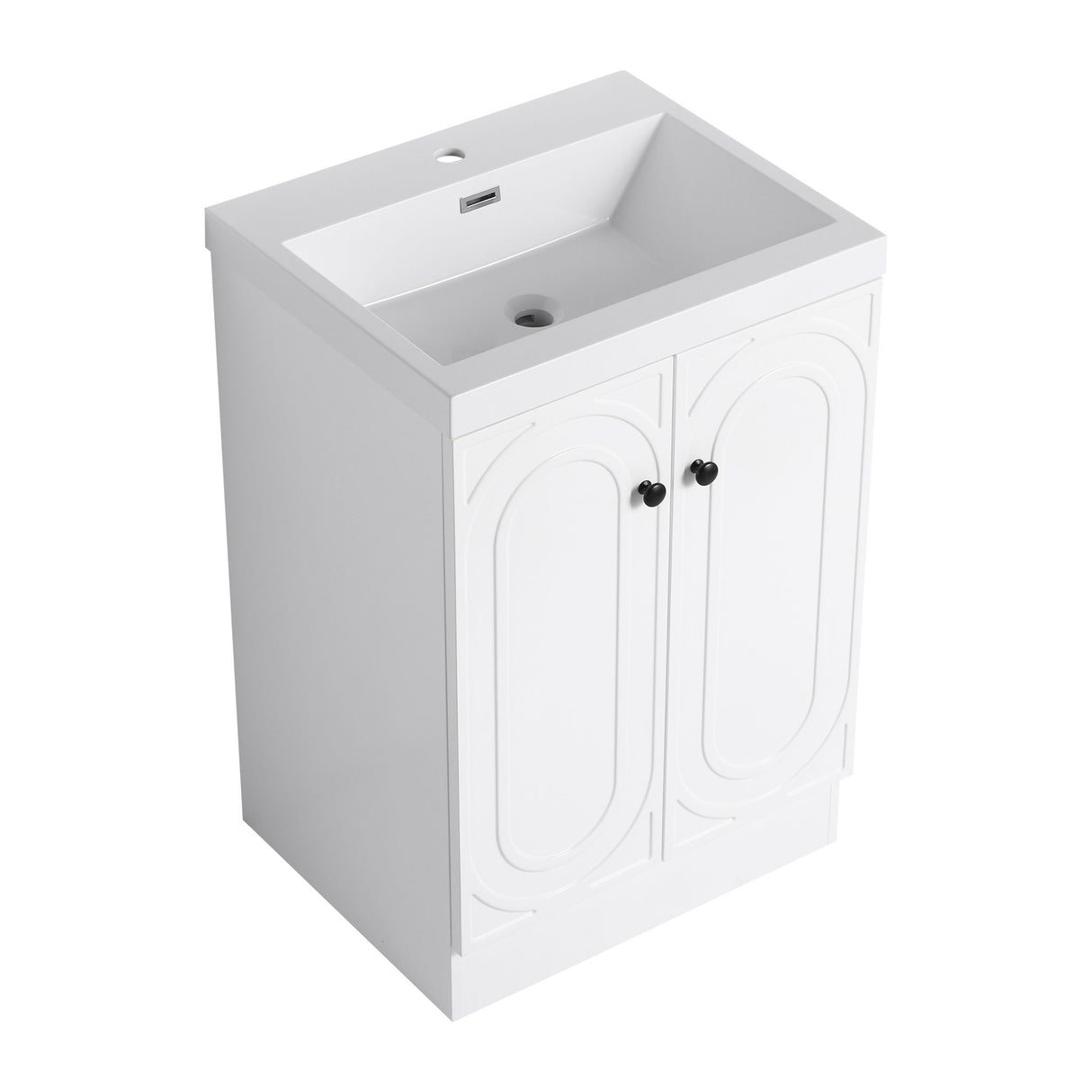 Contemporary Freestanding Bathroom Vanity With Resin Sink & Soft-Close Cabinet Doors