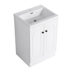 Contemporary Freestanding Bathroom Vanity With Resin Sink & Soft-Close Cabinet Doors