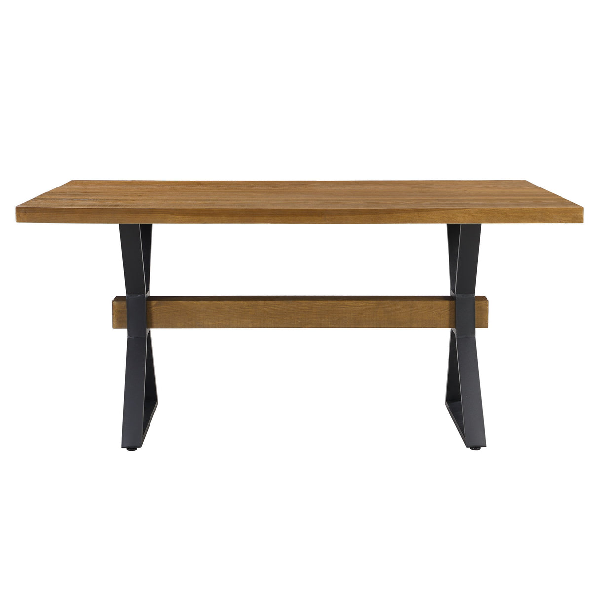 Farmhouse Style X Shaped Legs Dining Table With Moulded Details - Brown