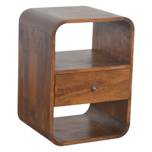 Solid Wood Chestnut Curved Edge Nightstand