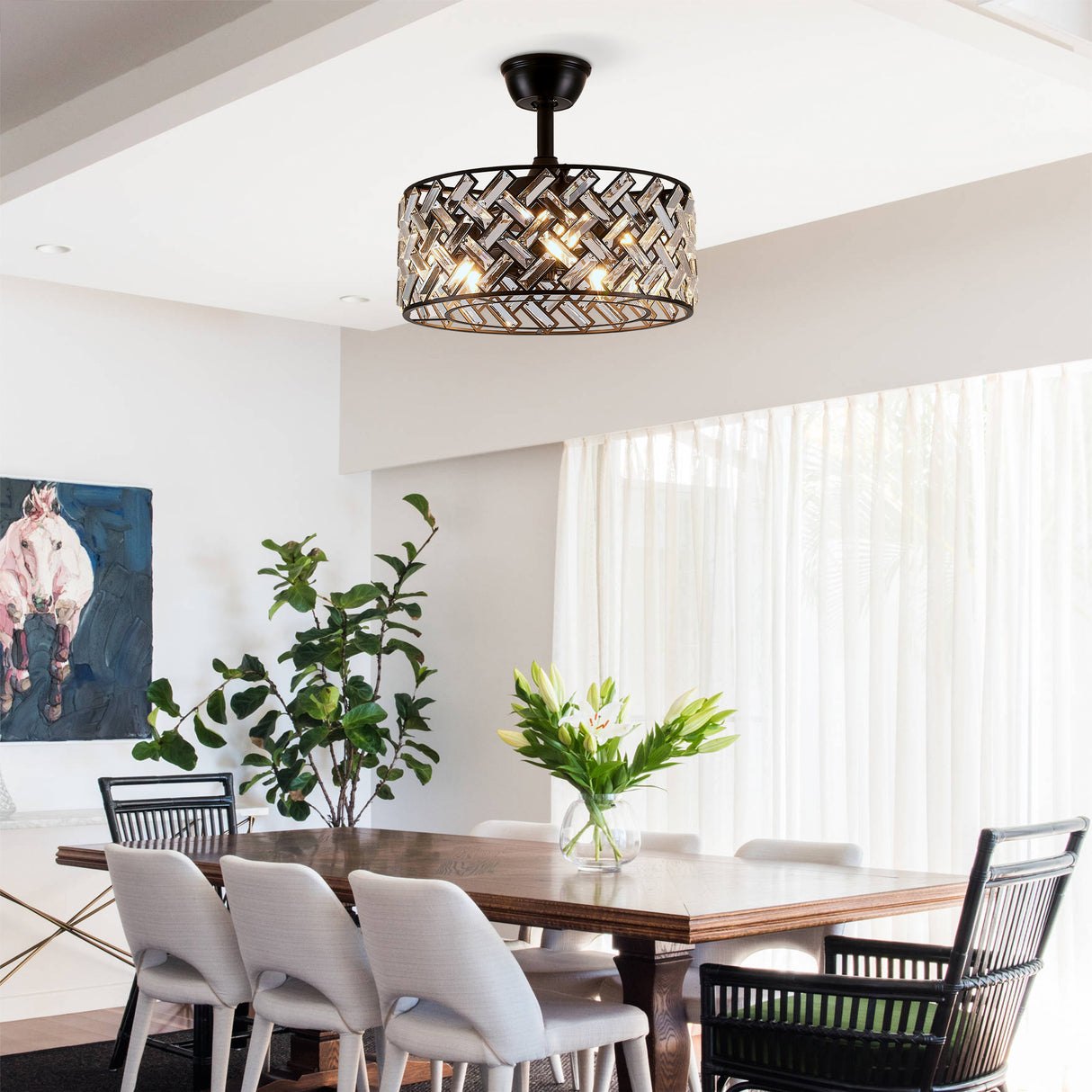 18'' Crystal Cage Ceiling Fan with Remote Control