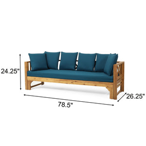 Outdoor Daybed With X-Shaped Panel Backrest And Armrests - Teak - Best Buy Furniture