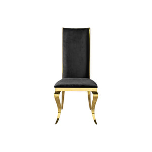 Dining Chair (Set of 2) With Unique Backrest Stainless Steel Legs - Gold