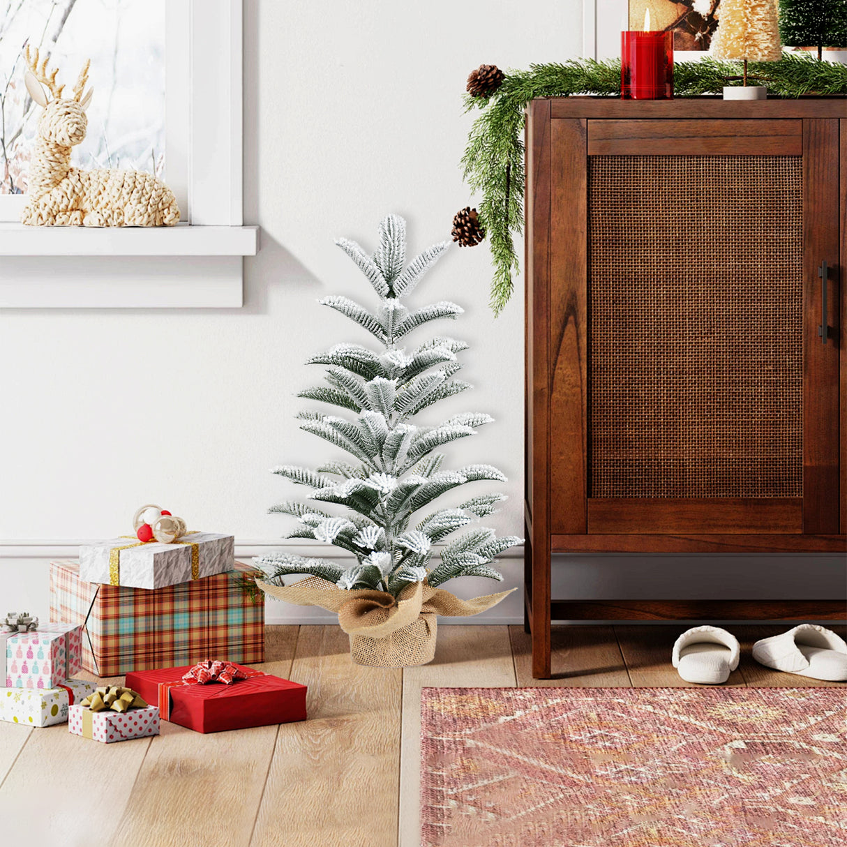 50CM Flocked Tabletop Christmas Tree