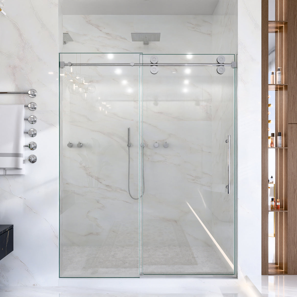 56-60"W x 72"H Frameless Single Sliding Shower Door
