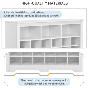 24 Shoe Cubby Console, Shoe Cabinet - White
