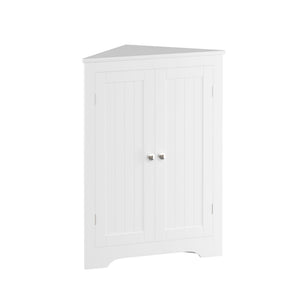 Corner Cabinet With 2 Doors And Adjustable Shelves, Freestanding Narrow Storage Organizer For Bathroom - White