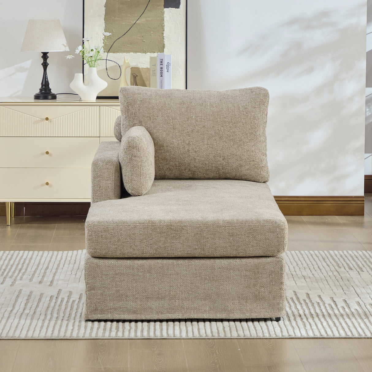 31.69" Wide Modular Sofa Bed With Cushions in Taupe