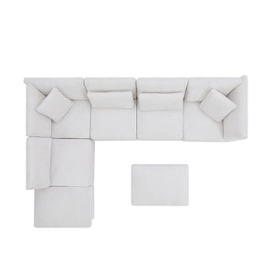 7-Piece Reversible Modular Corner Sectional Sofa - Beige