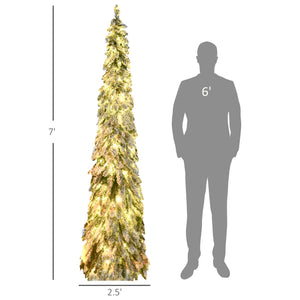 HOMCOM 7ft Tall Prelit Pencil Artificial Christmas Tree