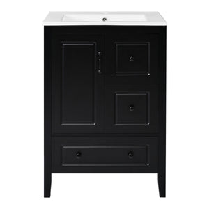Retro Bathroom Vanity With Sink, Soft Closing Cabinet & Drawers