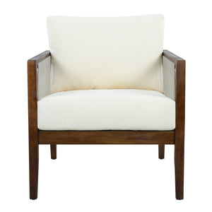 Outdoor Club Chairs (Set of 2), Acacia Wood Frame with Rope Back, Water-Repellent
