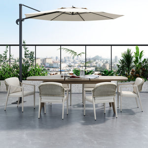 Modern Outdoor Dining Set With Expandable Acacia Wood Table - Best Buy Furniture