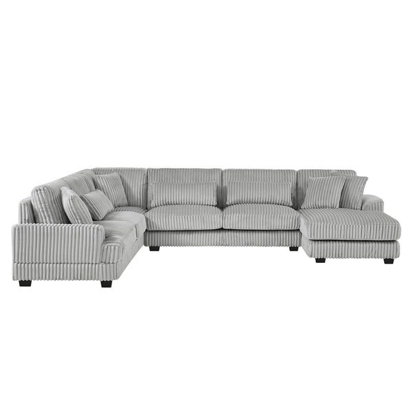 U - Shaped Sectional Sofa With Chaise Lounge, Oversized Living Room Sofa - Gray