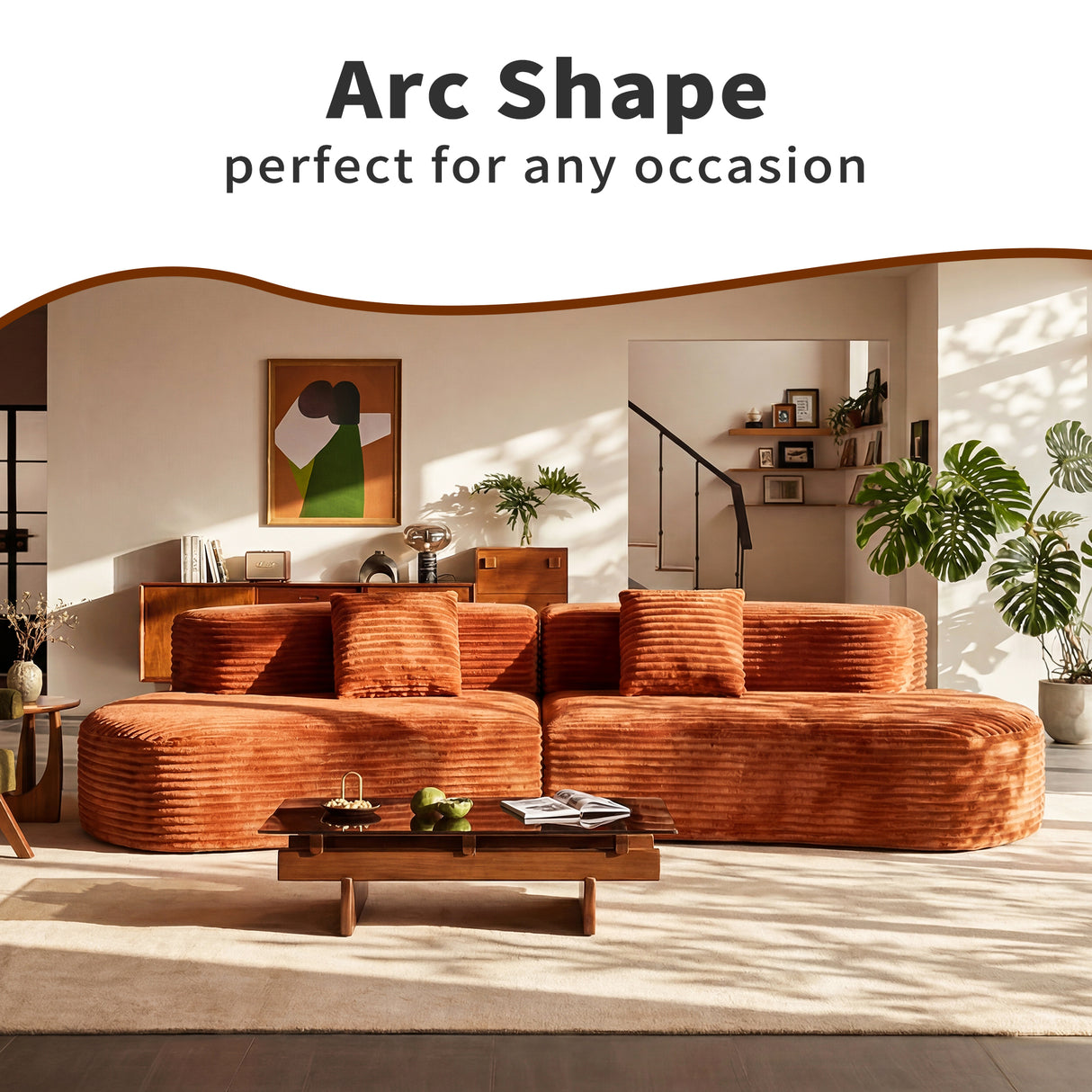 108.6-Inch Curved Combination Sofa with Modern Cloud Pattern