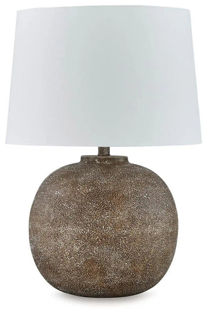 Neavesboro - Metal Table Lamp - Antique Brown / White - Best Buy Furniture