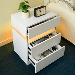 LED Nightstands with 3 Drawers