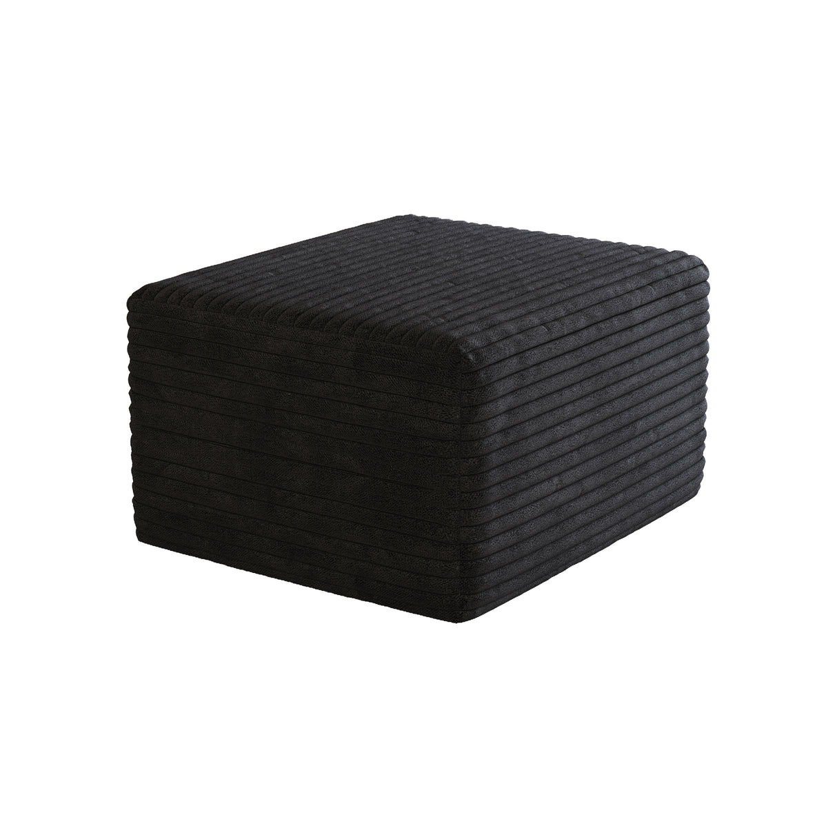 Black Plush Corduroy Sofa Ottoman - No Assembly Required