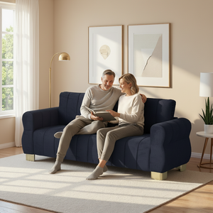 FX-P56-BKT Velvet Sofa with Golden Metal Legs