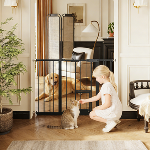 Baby Gate with Cat Door, 29.5-44.1" Metal Pet Door