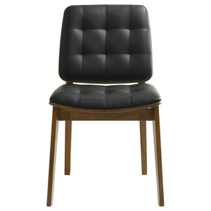 Tufted Back Dining Chairs With Tufted Upholstered Seats And Tapered Legs (Set of 2) - Black