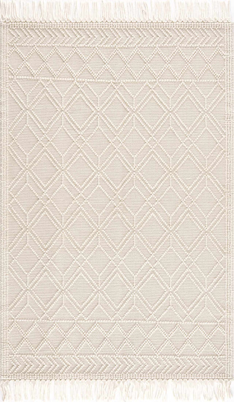 Ramsbury Beige Trellis Wool Rug